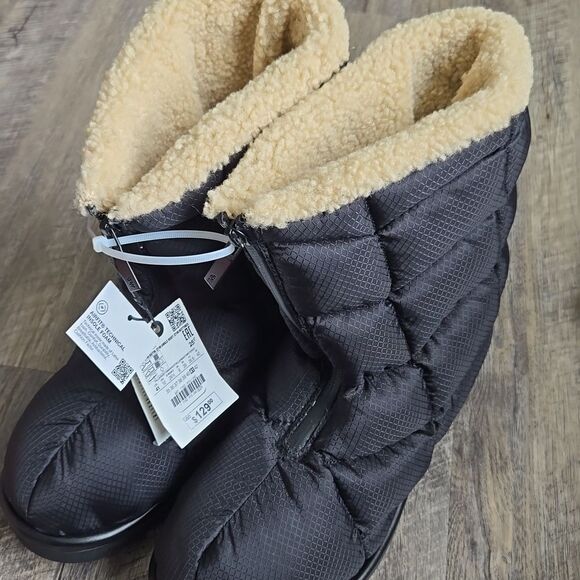 🐢  Zara Black Quilted Shearling Lined Snow Boots Size 10, EURO size 41 - Picture 2 of 10